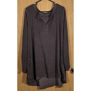 LOGO Lori Goldstein Women's 2X Tunic Top Sun Washed Purple LagenLook Minimalist